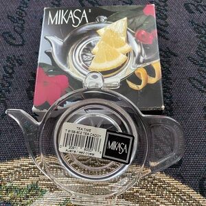 NIB Mikasa “Tea Time” Lead Crystal Teapot Caddy – Spoon Rest / Tea Bag Holder –